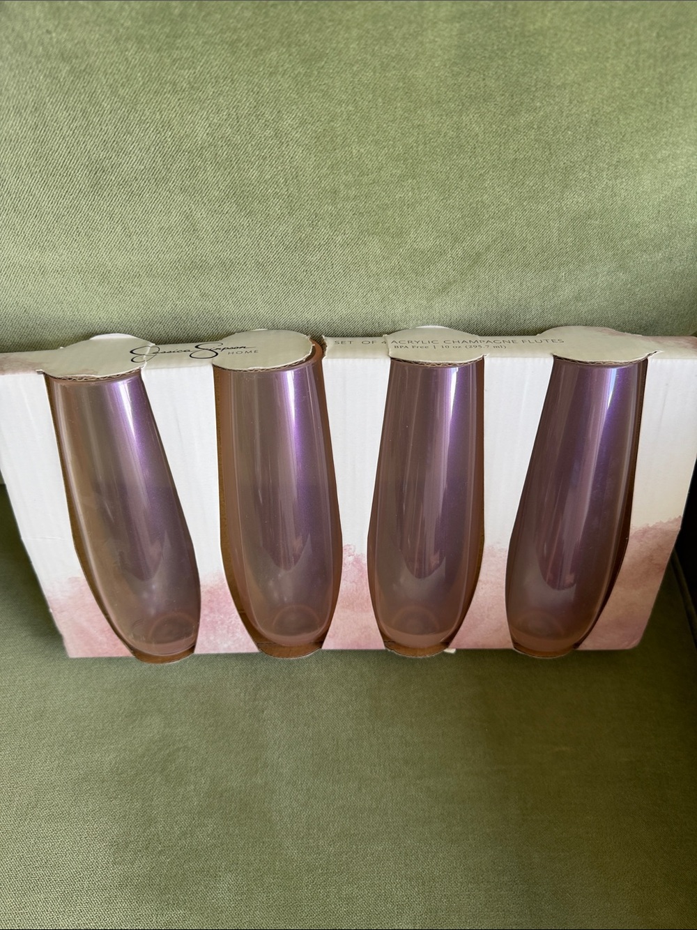 🗽Jessica Simpson Iridescent Purple Champagne Flutes - Set of 4